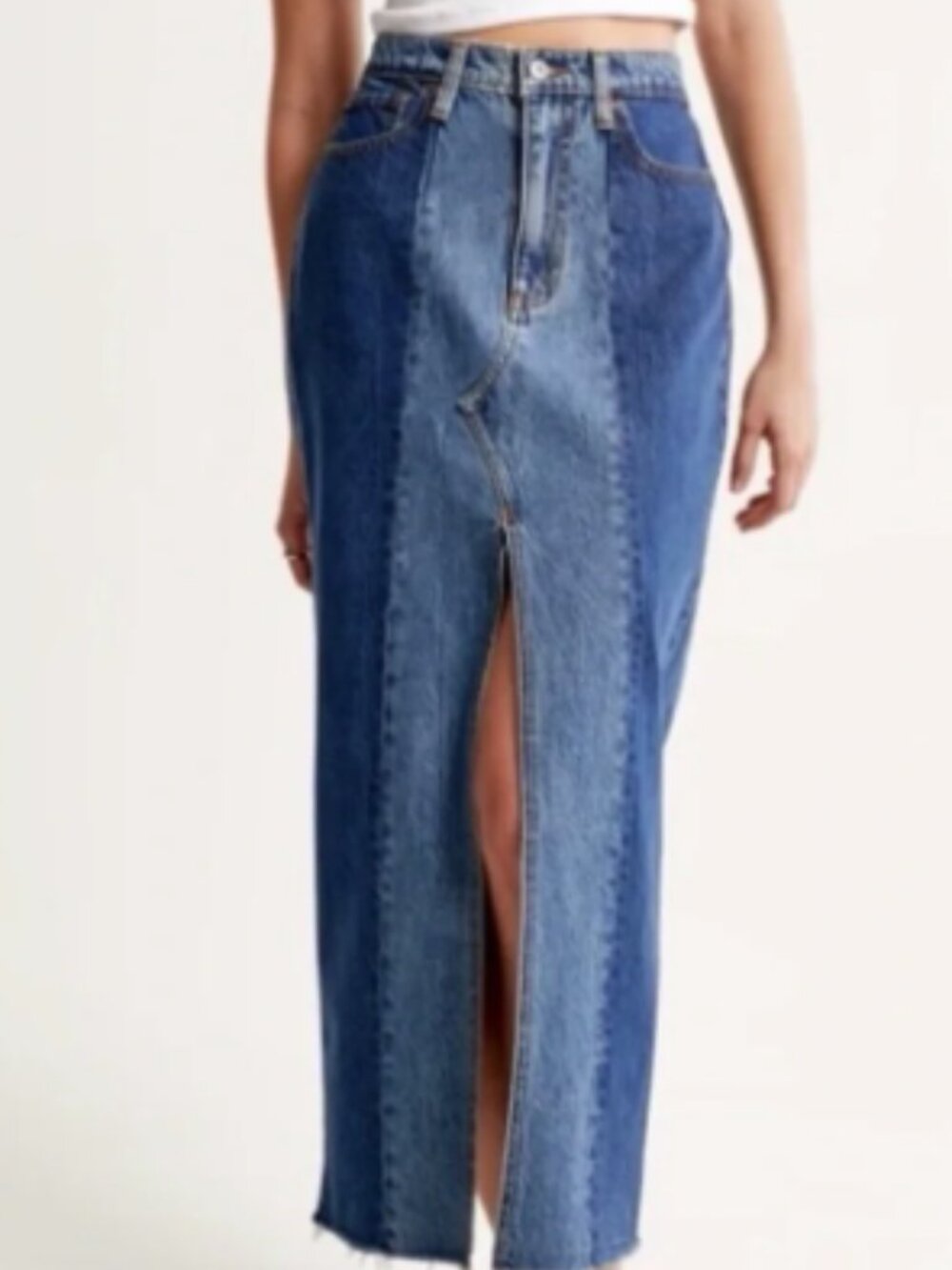 Abercrombie Two Tone Jean Maxi Skirt Size 6 T Tall